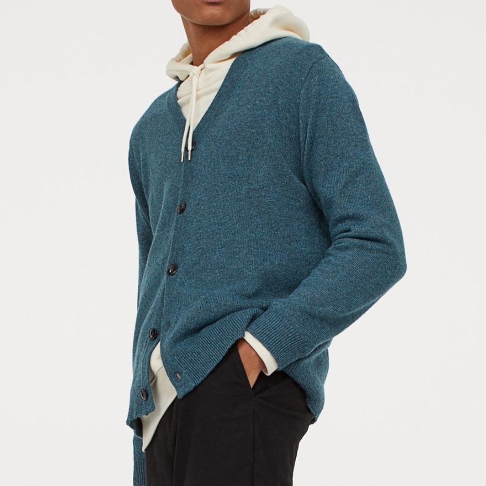 NWT Wool Blend Cardigan Blue Teal - Picture 2 of 5